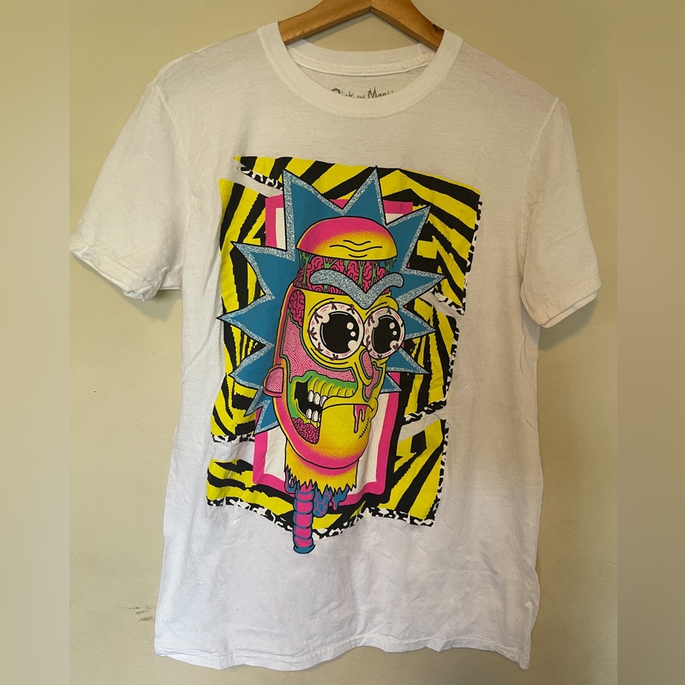 Rick and Morty White Psychedelic Graphic Tee Size M